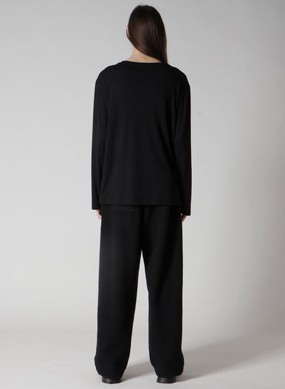 1/80 WASHABLE WOOL INTERLOCK LAYERED NECK LONG SLV T