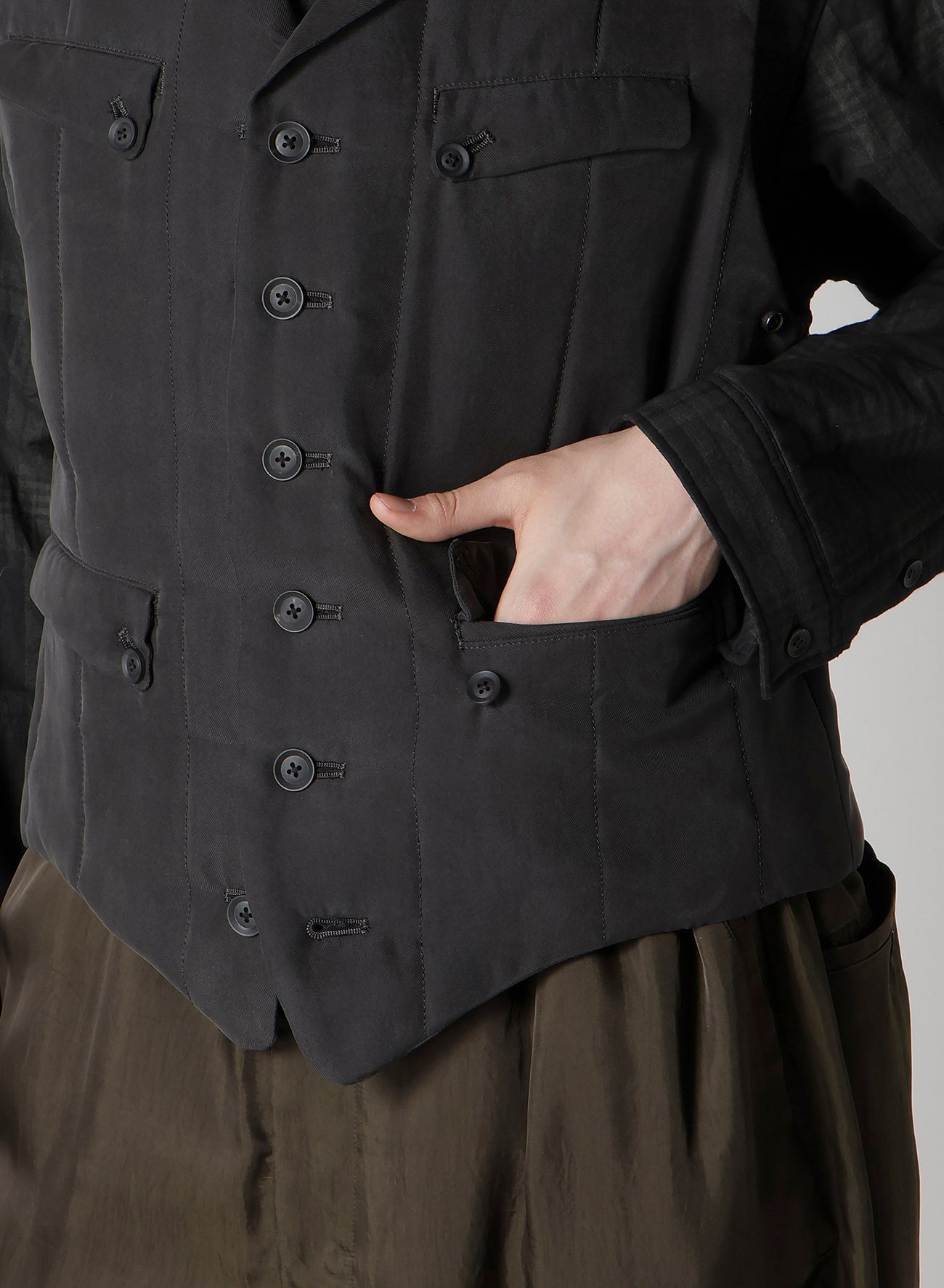 COTTON LINEN DOUBLE VEST WITH LINER