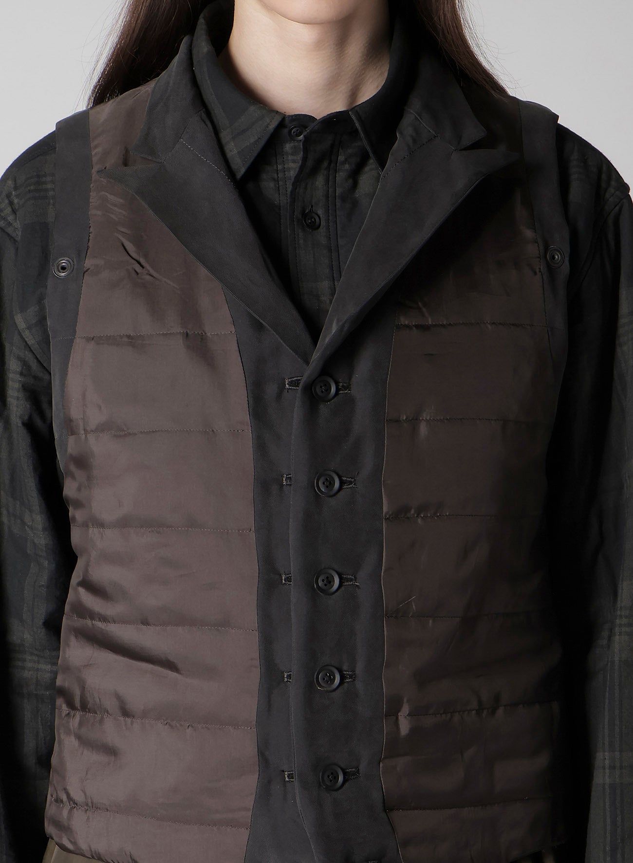 COTTON LINEN DOUBLE VEST WITH LINER