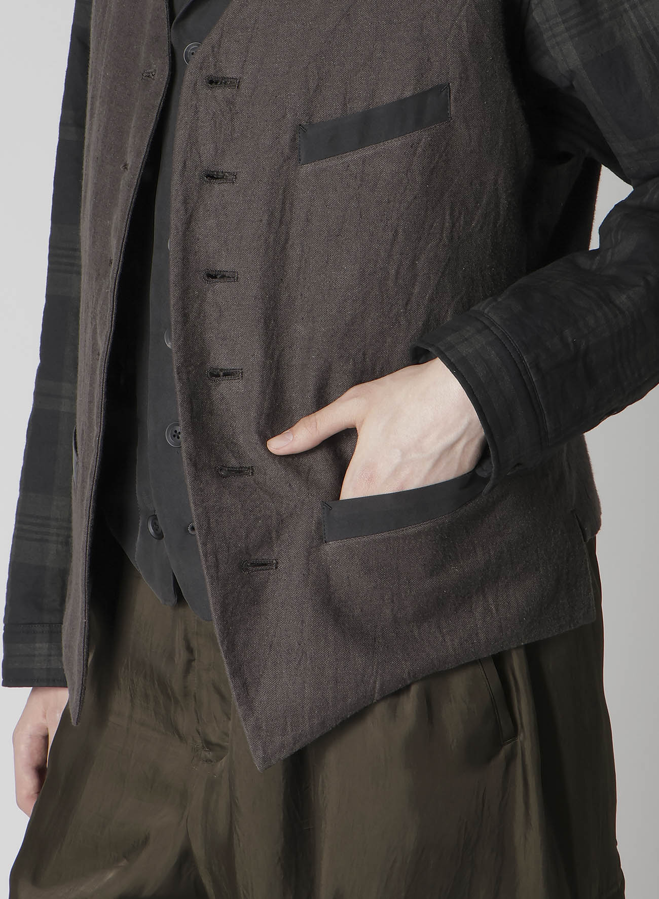 COTTON LINEN DOUBLE VEST WITH LINER