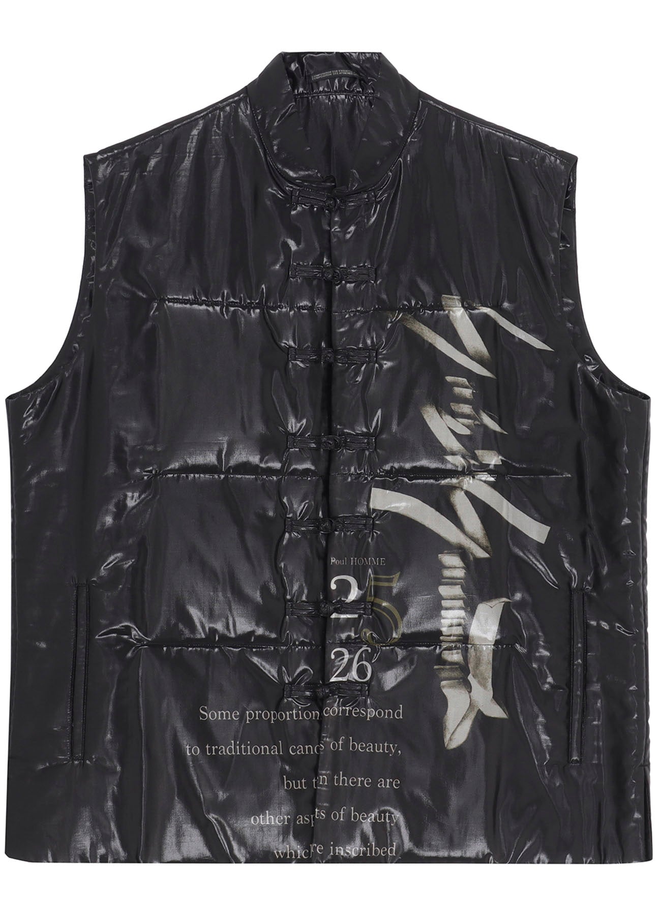 PAPER LOGO PRINTED CHINESE COLLAR VEST