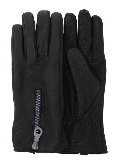 DEER SKIN BLACK ZIP GLOVES