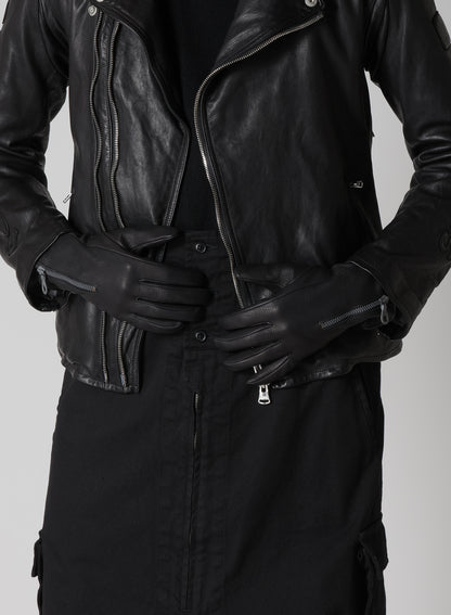 DEER SKIN BLACK ZIP GLOVES