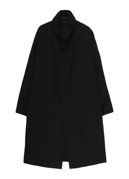 WOOL GABARDINE STRAIGHT CUTTING STAND COLLAR COAT