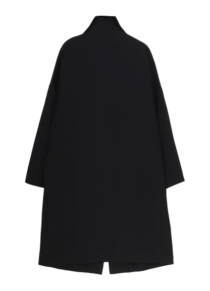 WOOL GABARDINE STRAIGHT CUTTING STAND COLLAR COAT