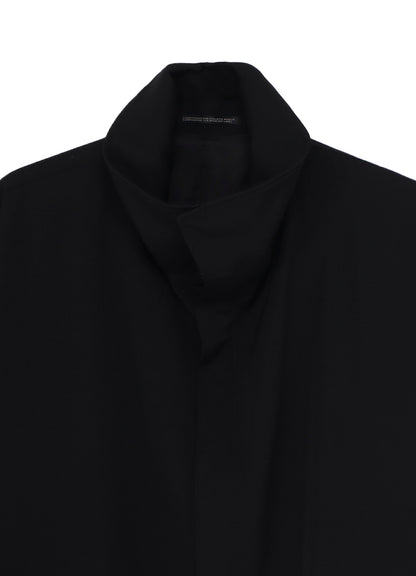 WOOL GABARDINE STRAIGHT CUTTING STAND COLLAR COAT