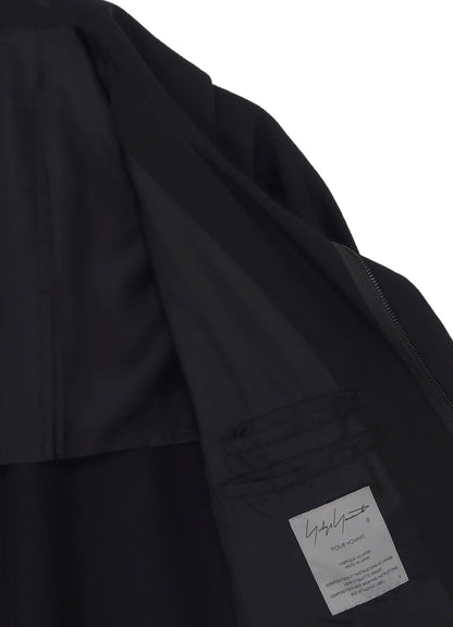 WOOL GABARDINE STRAIGHT CUTTING STAND COLLAR COAT