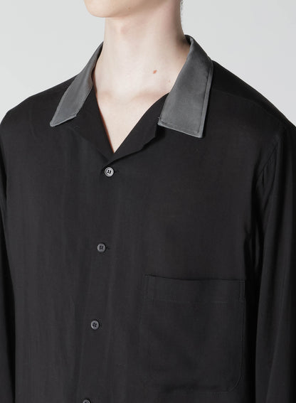 CELLULOSE LOAN OPEN COLLAR B W/ DIFFERNT FABRIC