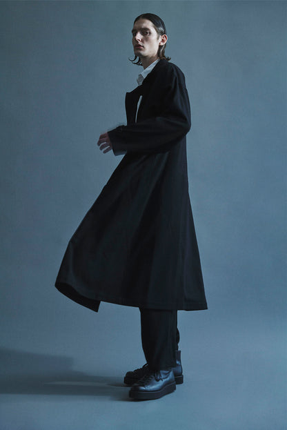 WOOL FLANNEL STAND-UP COLLAR RAIN COAT