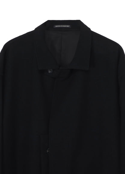WOOL FLANNEL STAND-UP COLLAR RAIN COAT