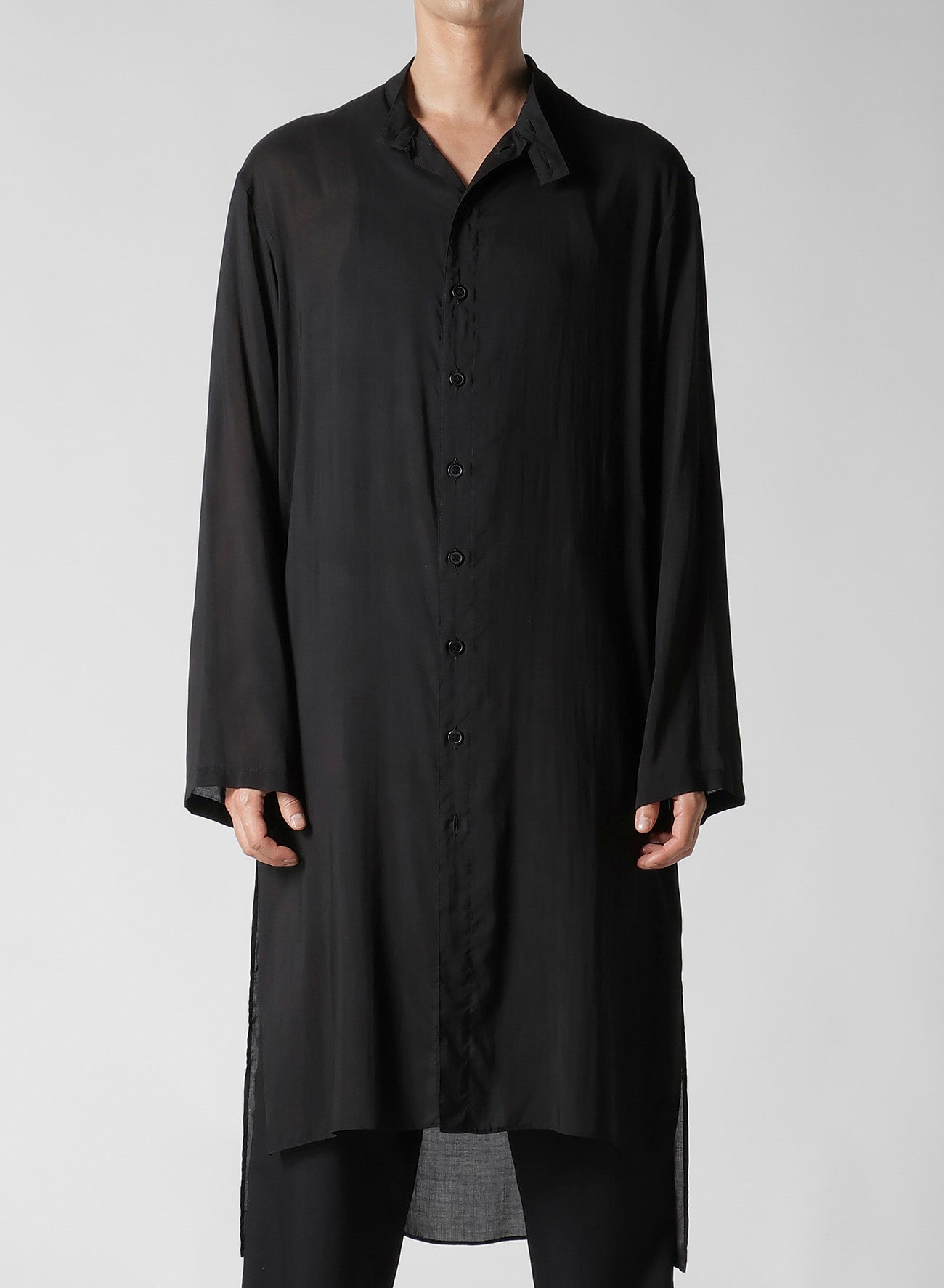 80 MODAL LOAN STAND COLLAR LONG BLOUSE