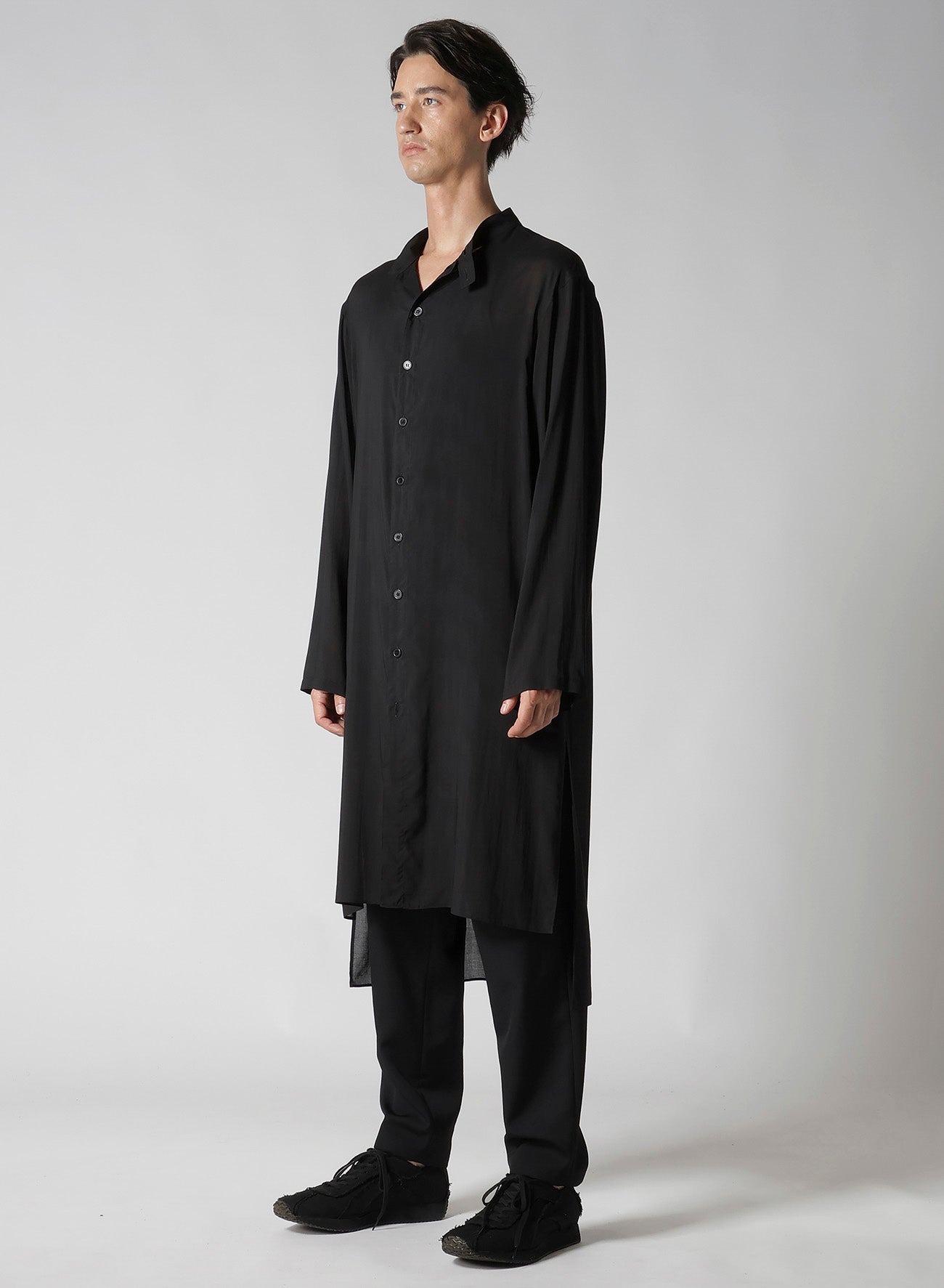 80 MODAL LOAN STAND COLLAR LONG BLOUSE