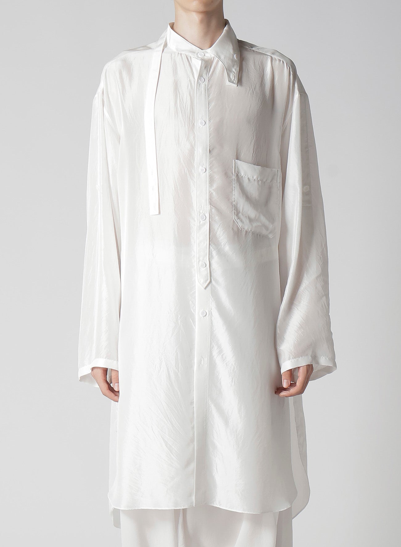 10M SILK ASYMMETRY COLLAR SHIRT