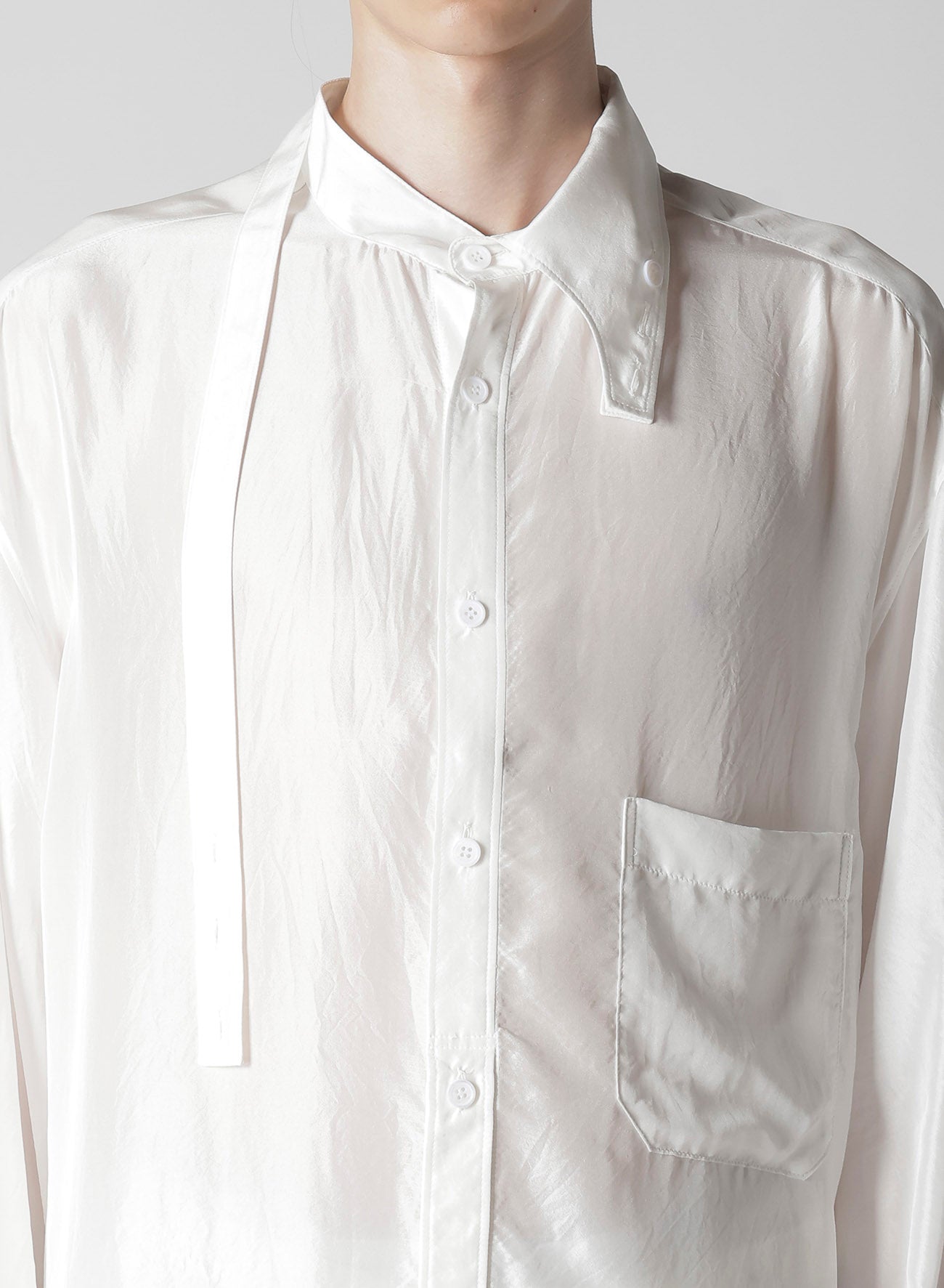 10M SILK ASYMMETRY COLLAR SHIRT
