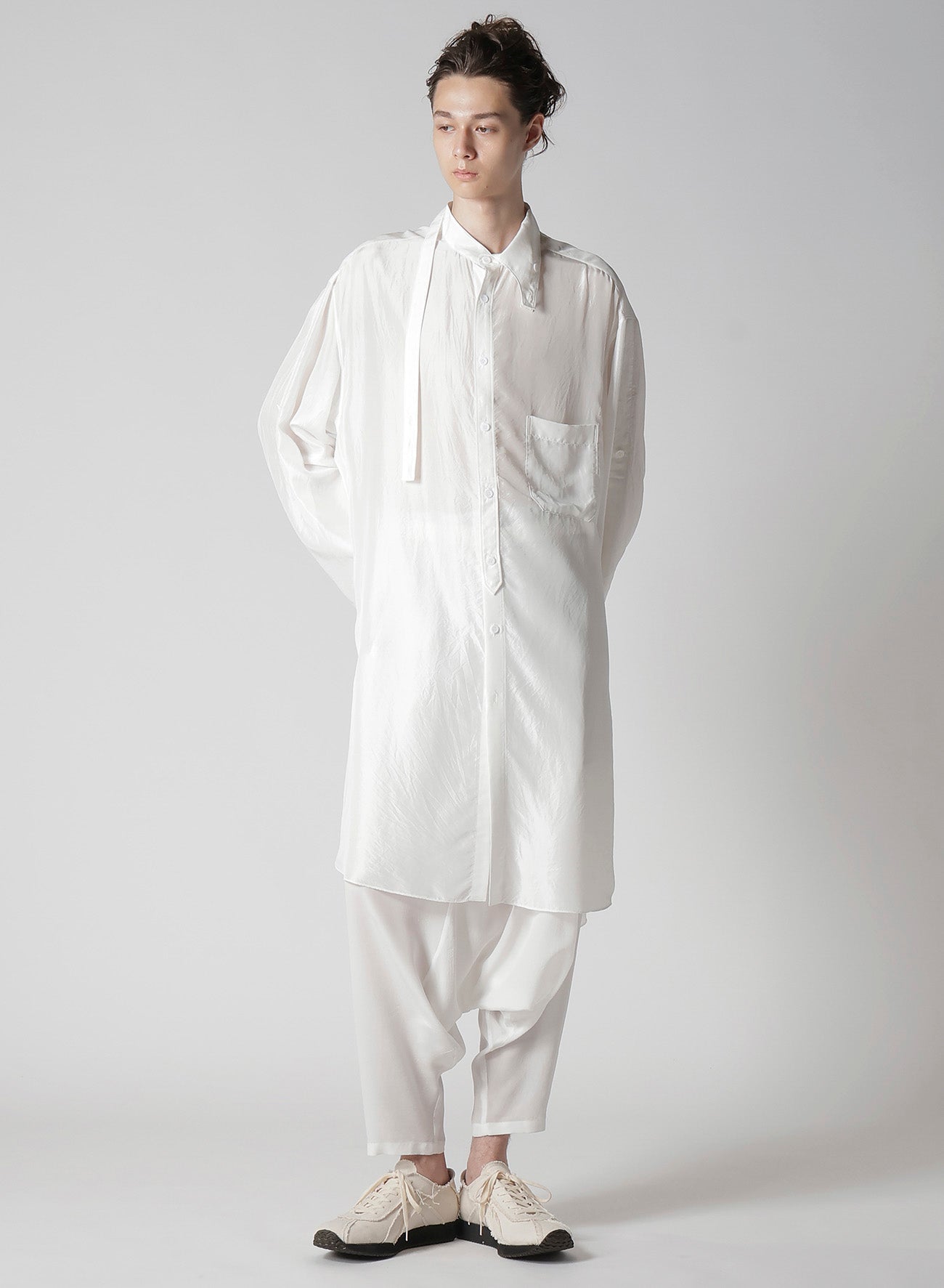 10M SILK ASYMMETRY COLLAR SHIRT