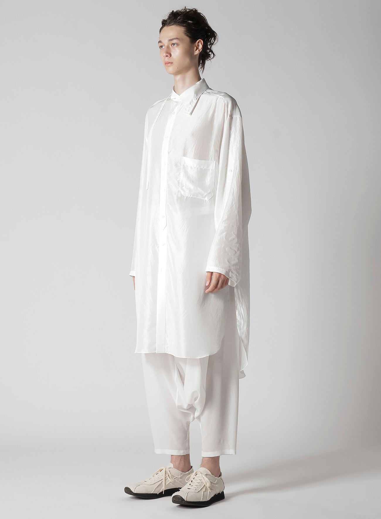 10M SILK ASYMMETRY COLLAR SHIRT
