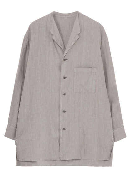 GARMENT DYE FLAX NOTCHED BLOUSE