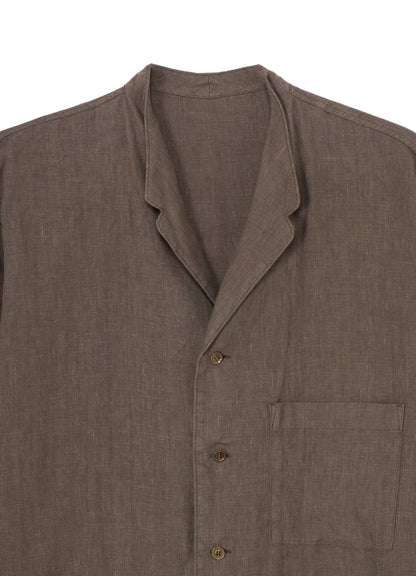 GARMENT DYE FLAX NOTCHED BLOUSE