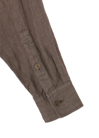 GARMENT DYE FLAX NOTCHED BLOUSE