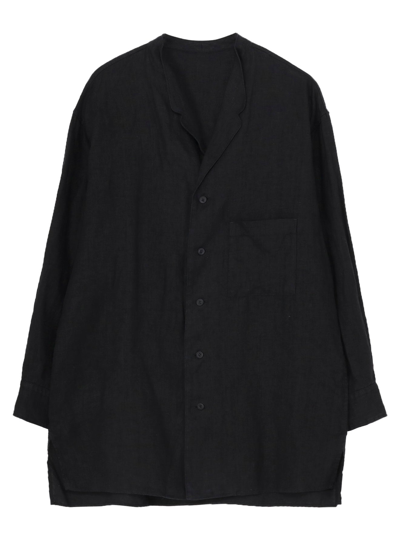 GARMENT DYE FLAX NOTCHED BLOUSE