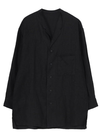 GARMENT DYE FLAX NOTCHED BLOUSE