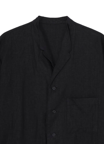 GARMENT DYE FLAX NOTCHED BLOUSE