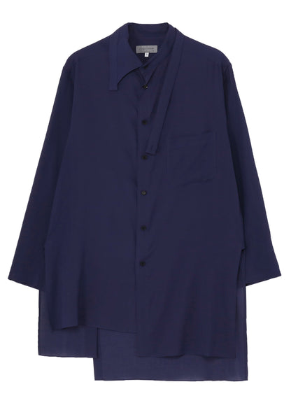 CELLULOSE LAWN IND DYEING ASYMMETRY COLLAR BLOUSE