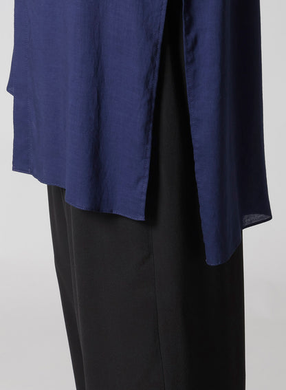 CELLULOSE LAWN IND DYEING ASYMMETRY COLLAR BLOUSE