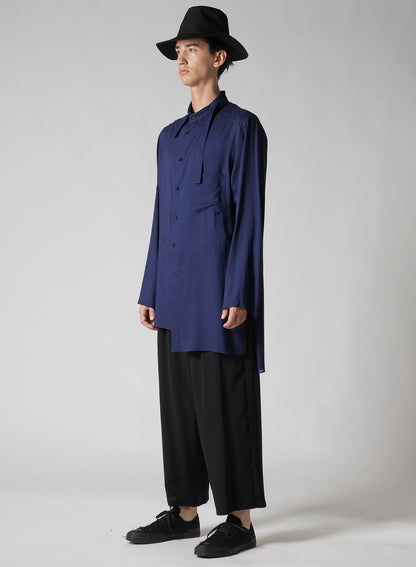 CELLULOSE LAWN IND DYEING ASYMMETRY COLLAR BLOUSE