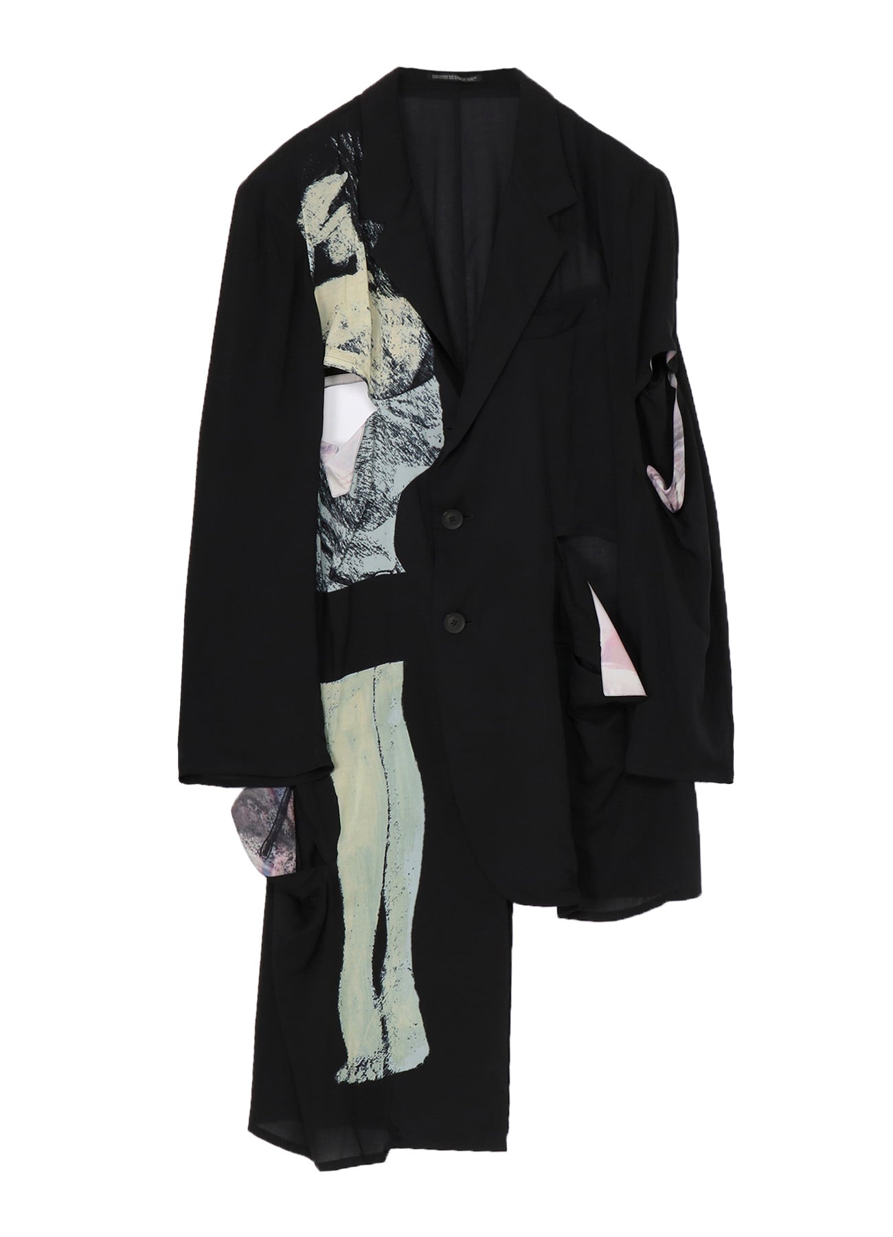 BACK SILHOUETTE ASYMMETRY PRINT JACKET