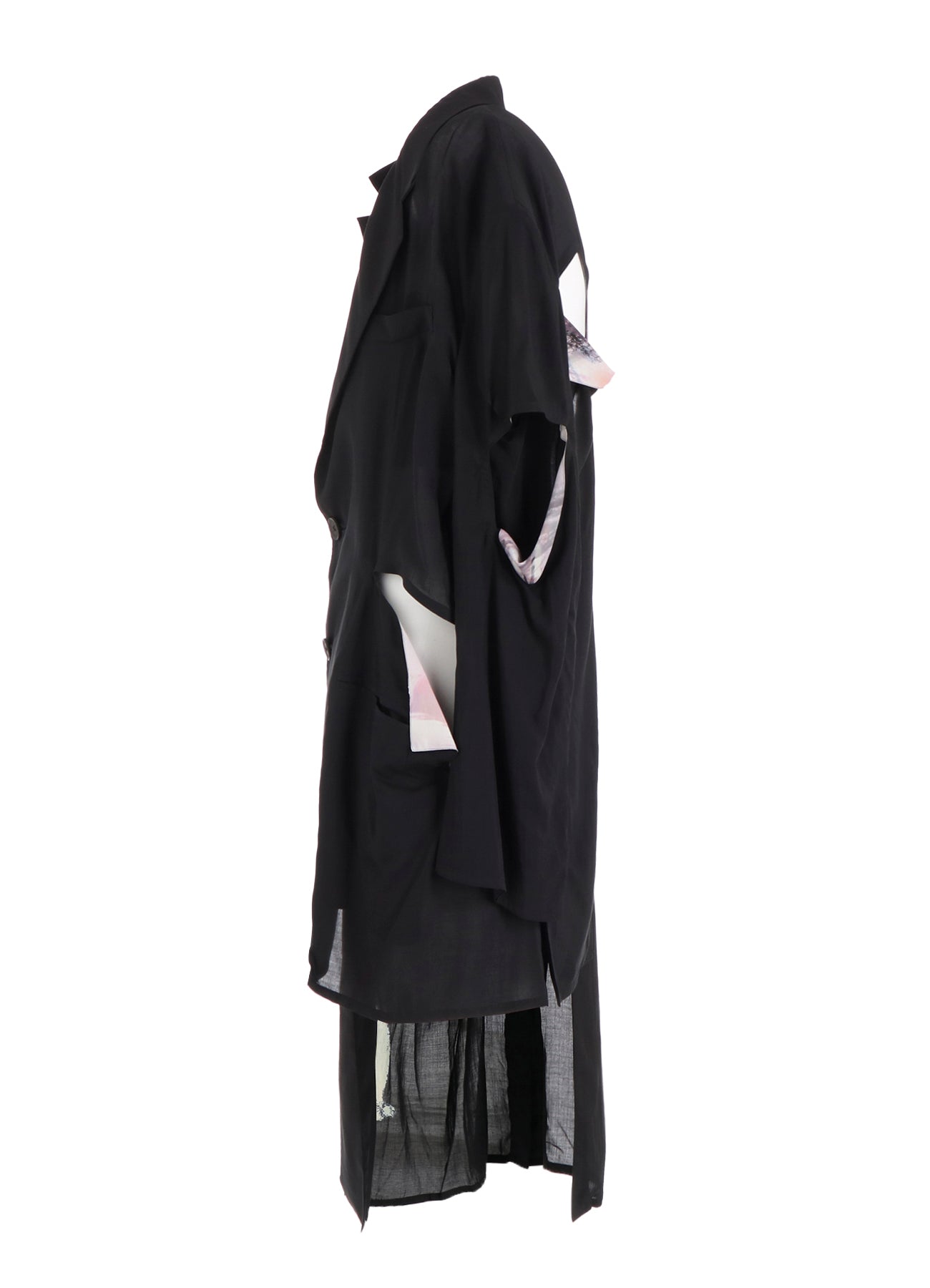 BACK SILHOUETTE ASYMMETRY PRINT JACKET