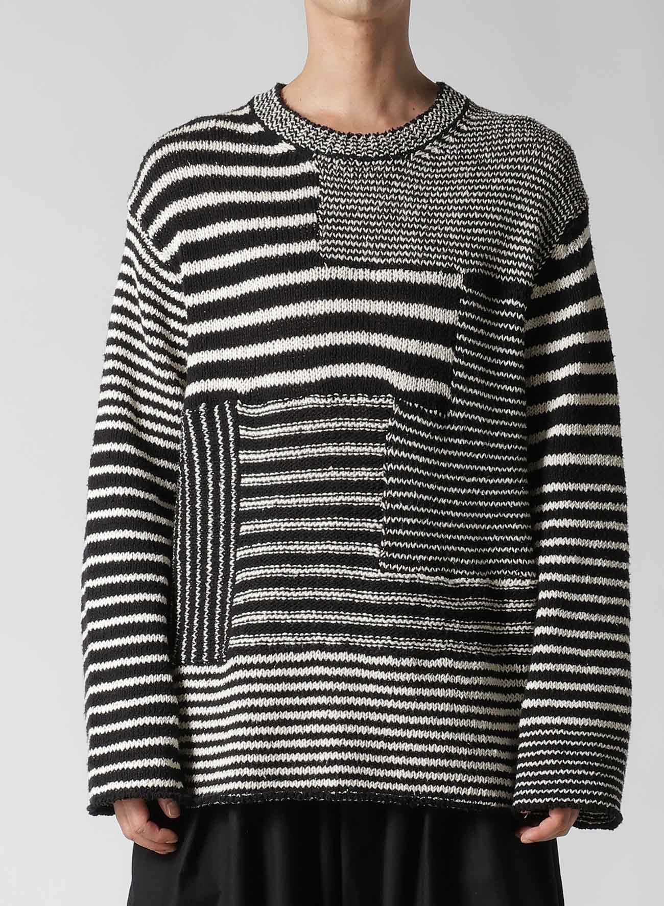 3G1P BORDER ROUND NECK KNIT