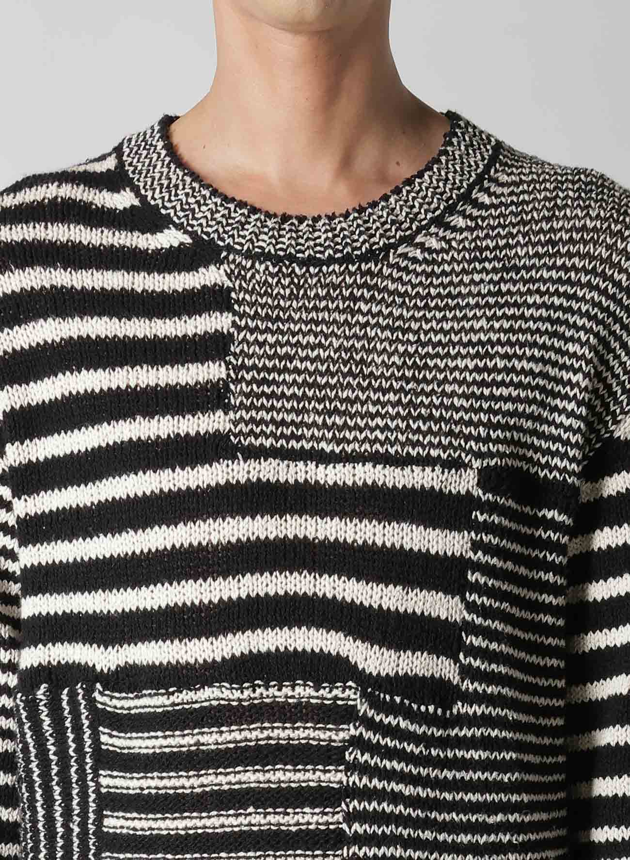 3G1P BORDER ROUND NECK KNIT
