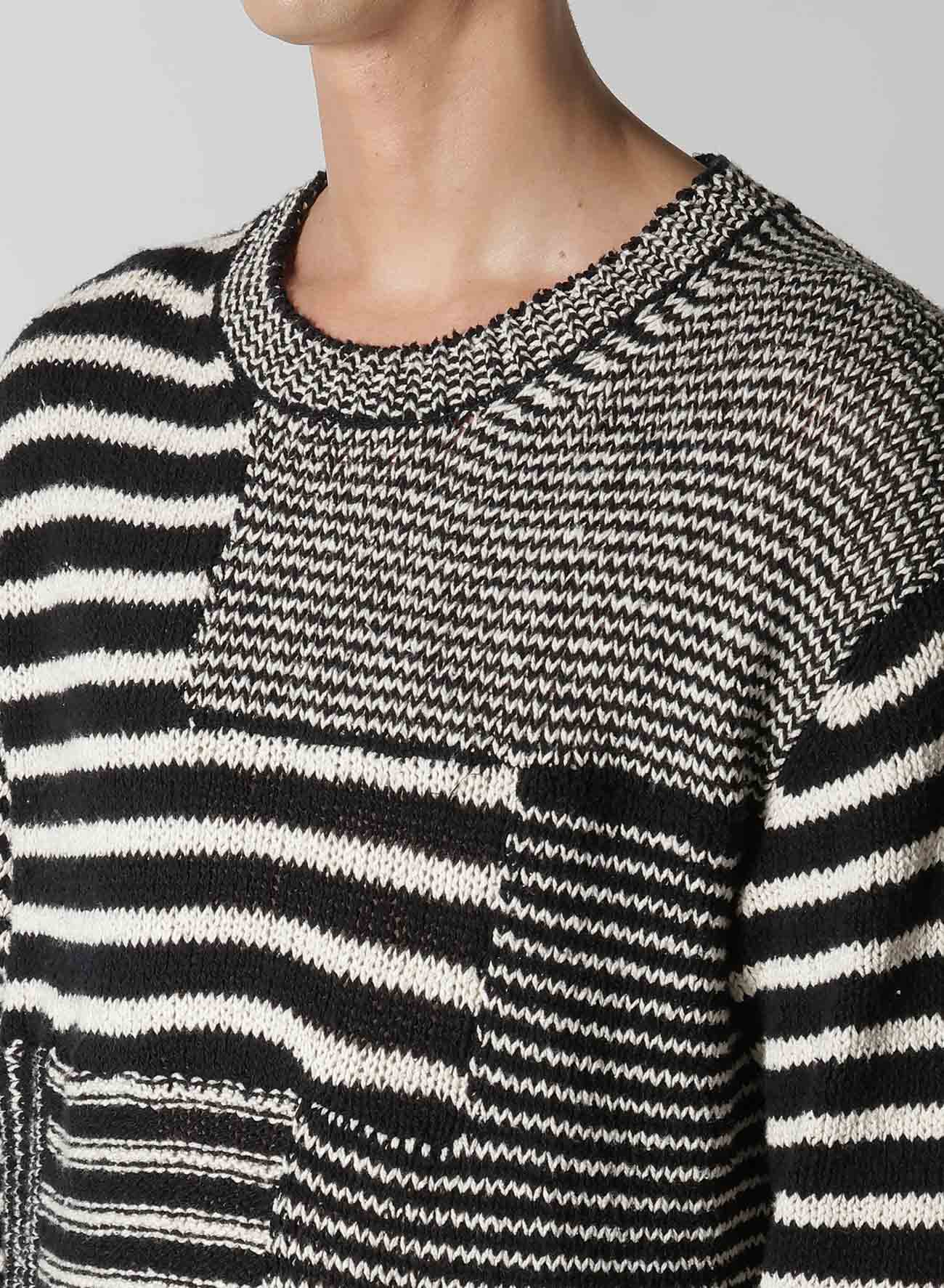 3G1P BORDER ROUND NECK KNIT