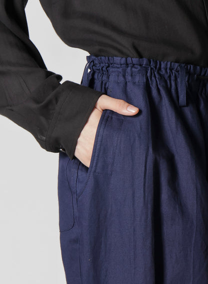 INDIGO DYEING COTTON LINEN SAROUEL PANTS