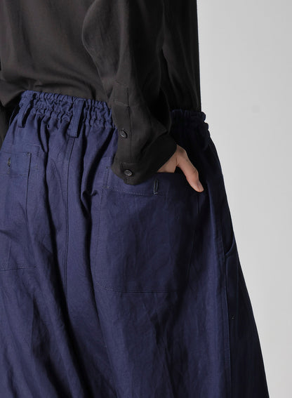 INDIGO DYEING COTTON LINEN SAROUEL PANTS