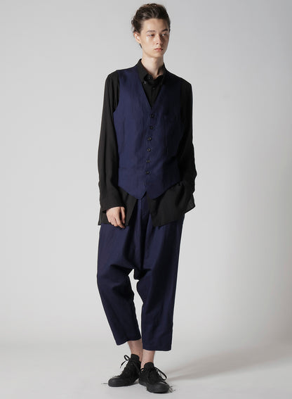 INDIGO DYEING COTTON LINEN SAROUEL PANTS