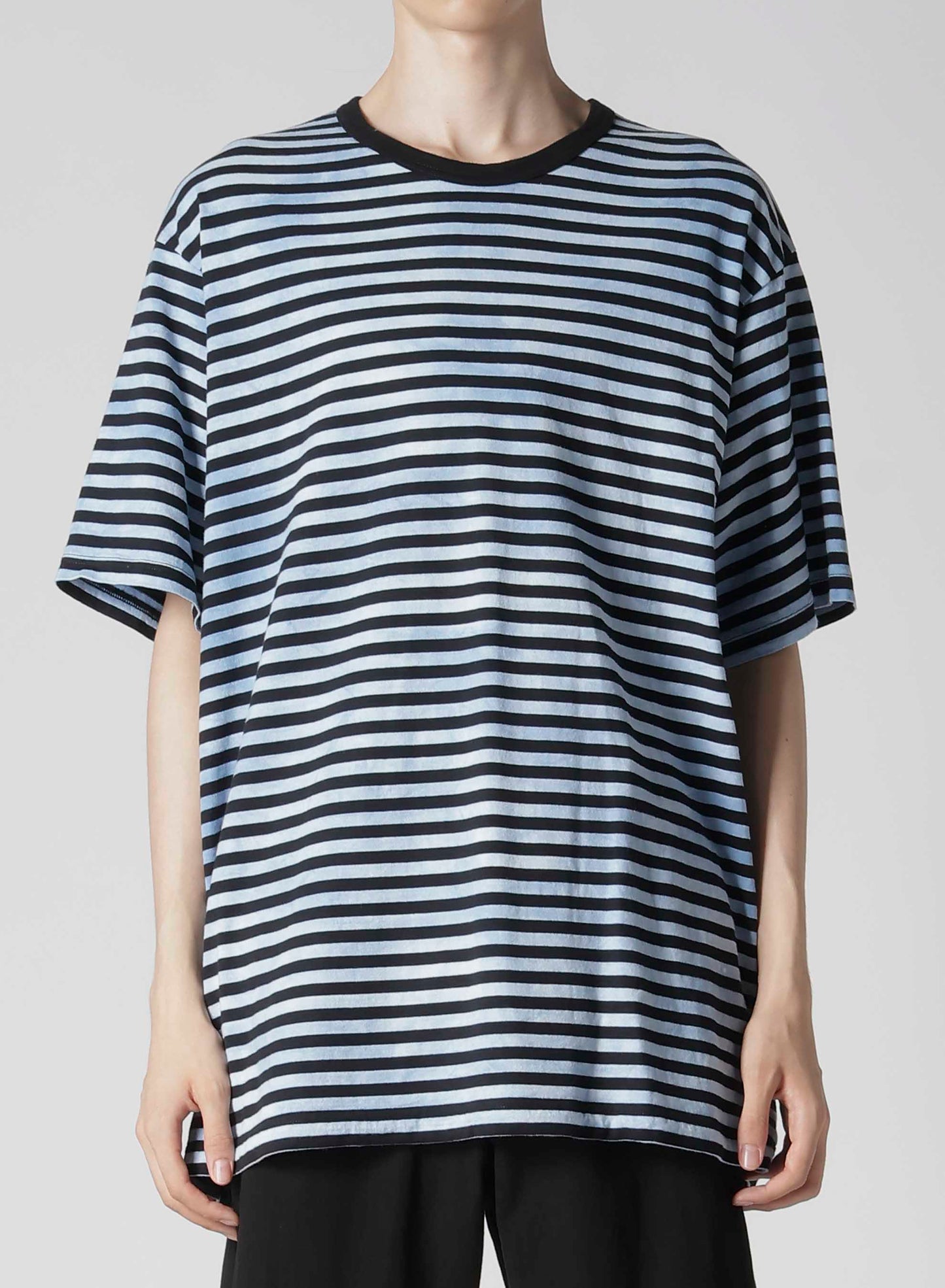 40/2 JERSEY BORDER UNEVEN ROUND NECK T