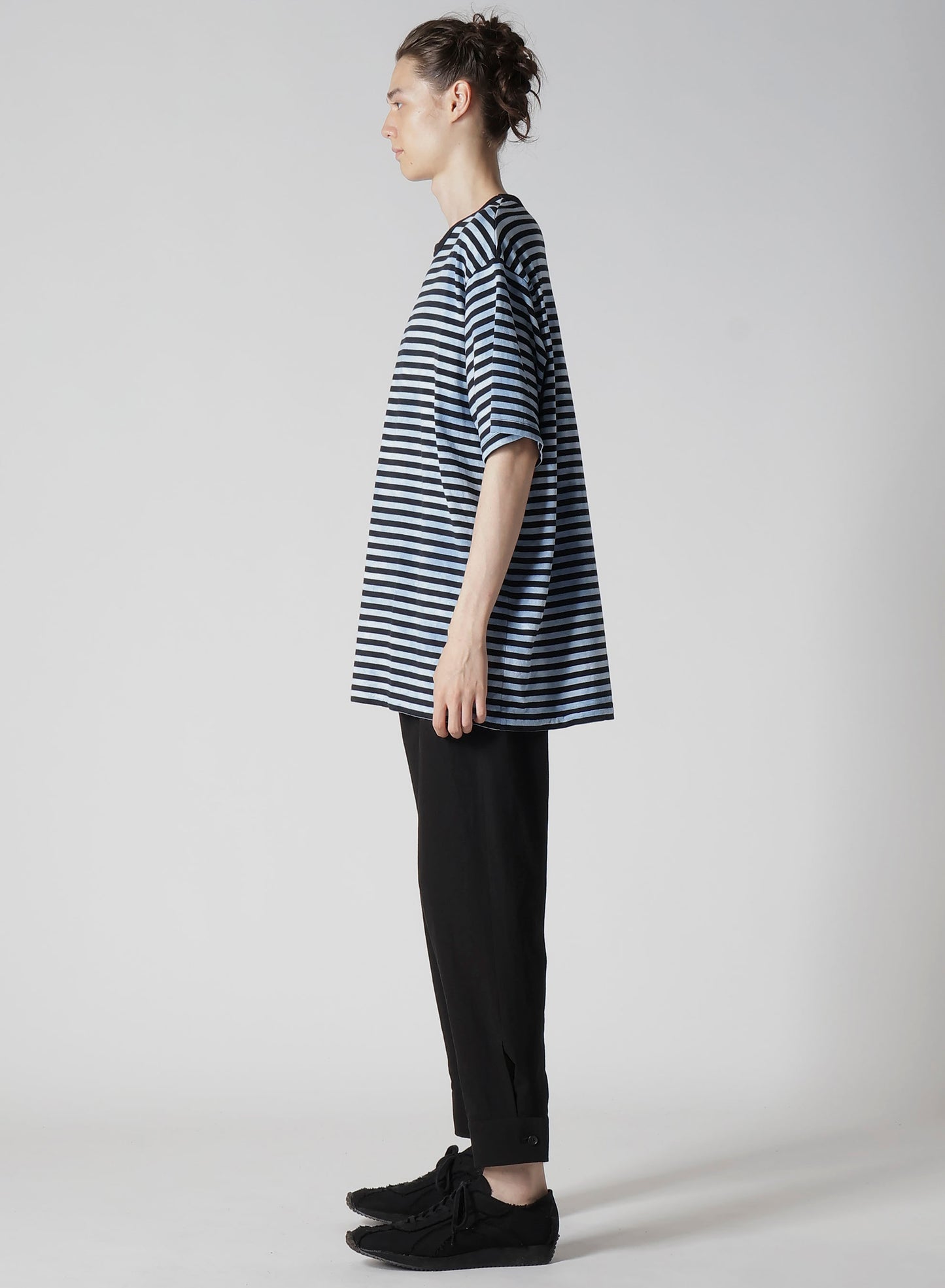 40/2 JERSEY BORDER UNEVEN ROUND NECK T