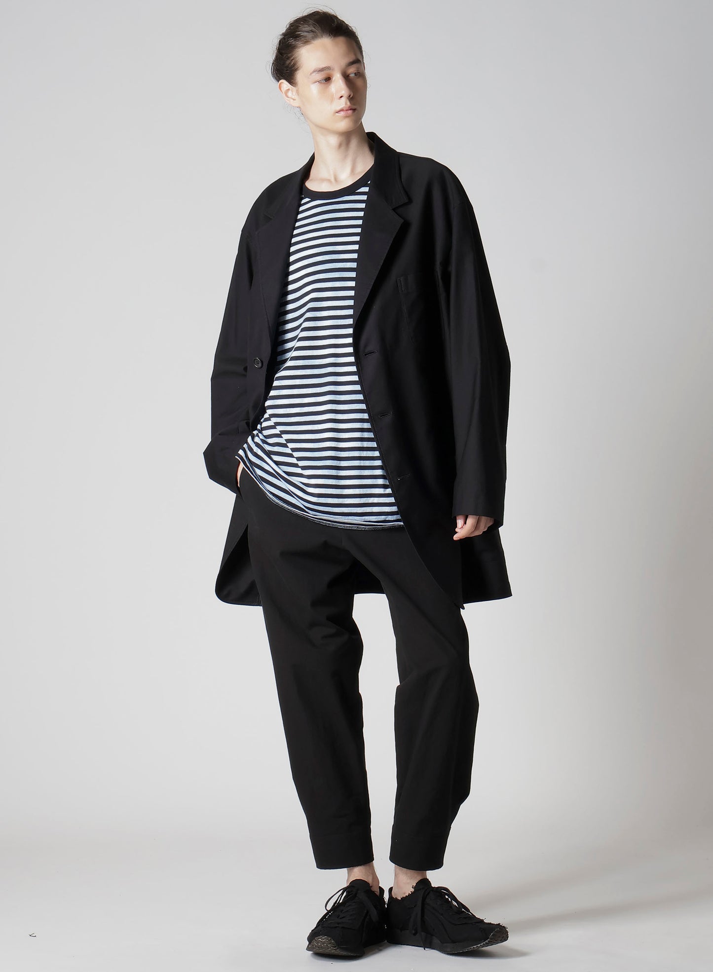 40/2 JERSEY BORDER UNEVEN ROUND NECK T