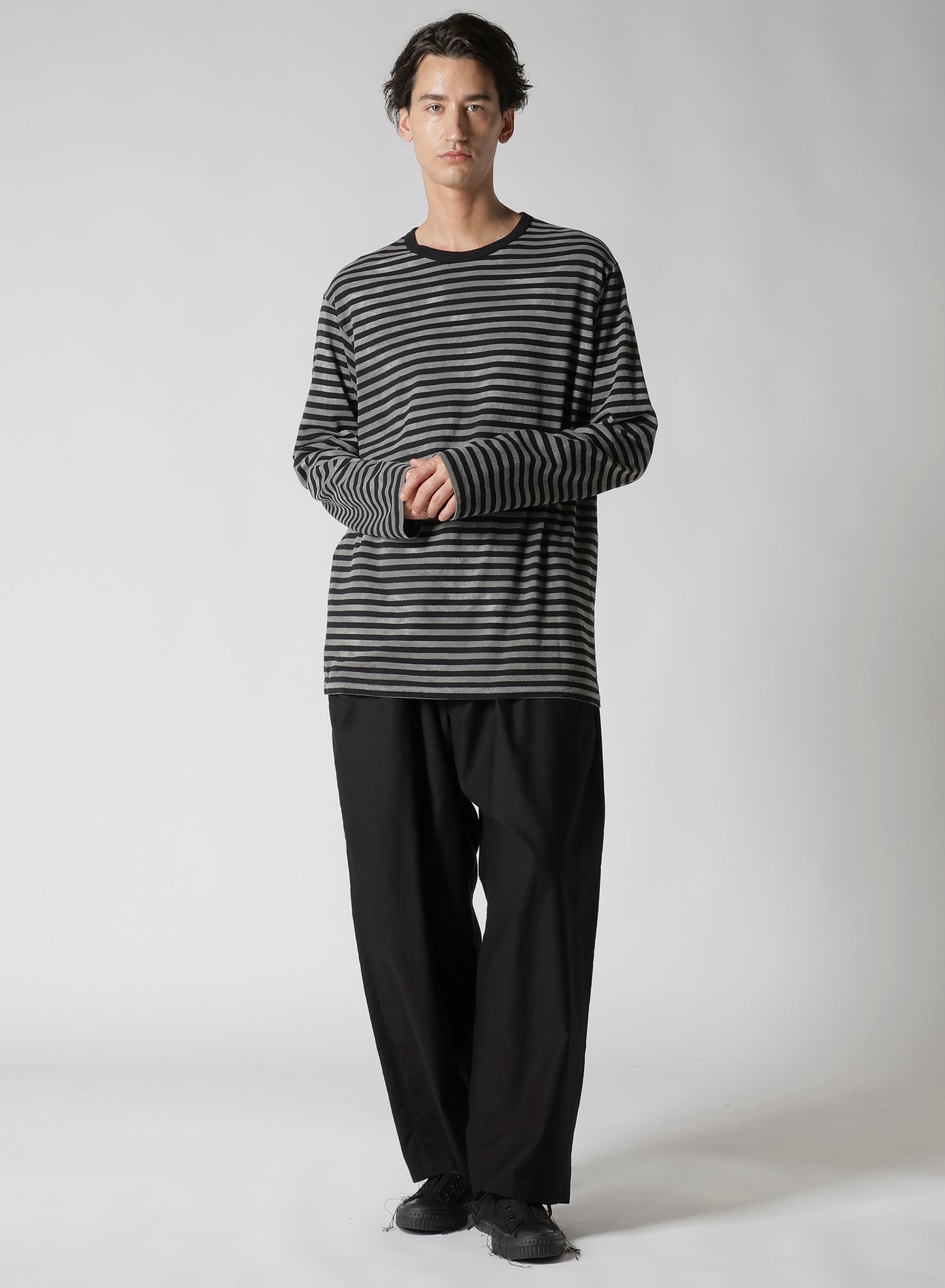 40/2 JERSEY BORDER UNEVEN ROUND NECK T