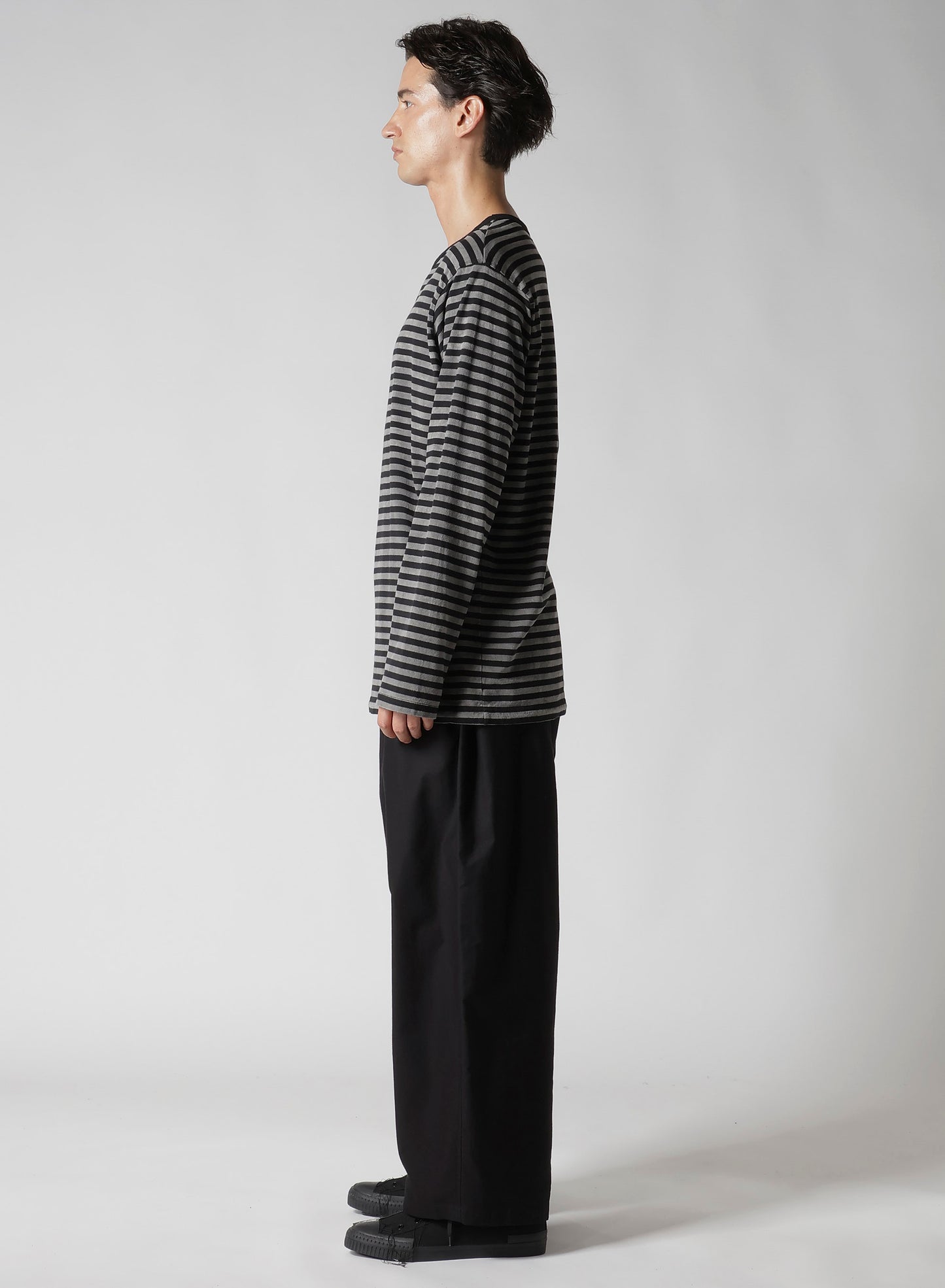 40/2 JERSEY BORDER UNEVEN ROUND NECK T