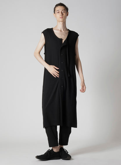10/-BD GAUZE SINGLE JERSEY SLEEVELESS LONG CARDIGAN