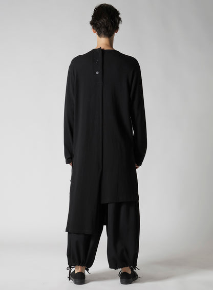 10/-BD GAUZE SINGLE JERSEY UNBALANCED HENRY NECK LS T
