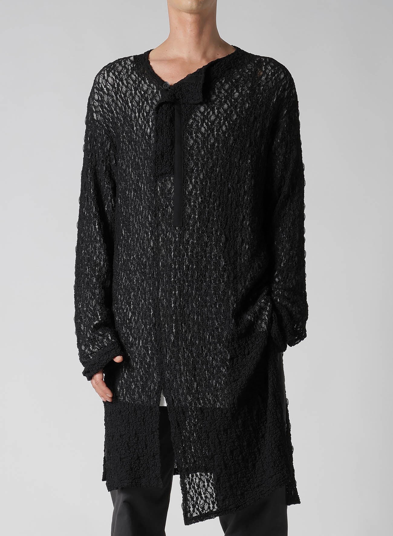 WRINKLE FLOWER SHIRRING UNBALANCE LS T