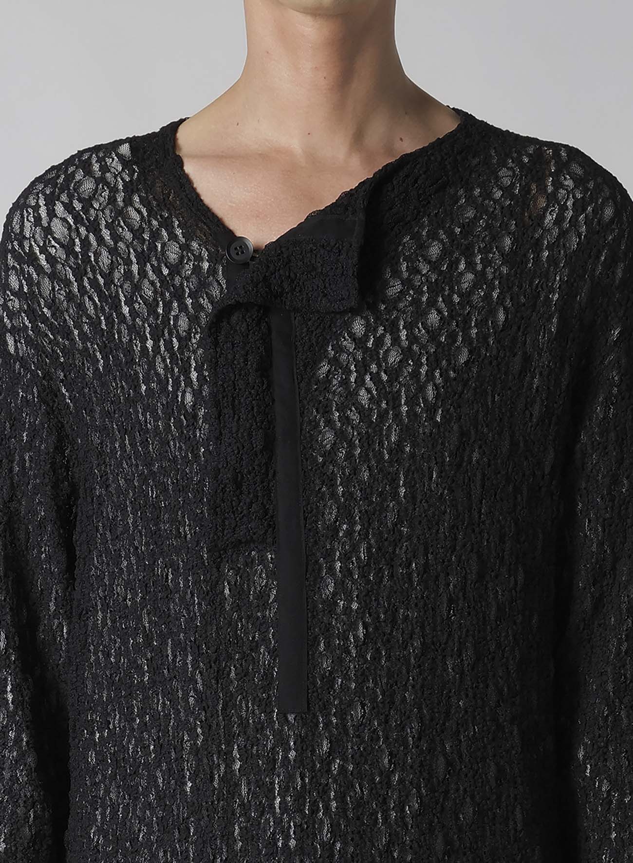 WRINKLE FLOWER SHIRRING UNBALANCE LS T