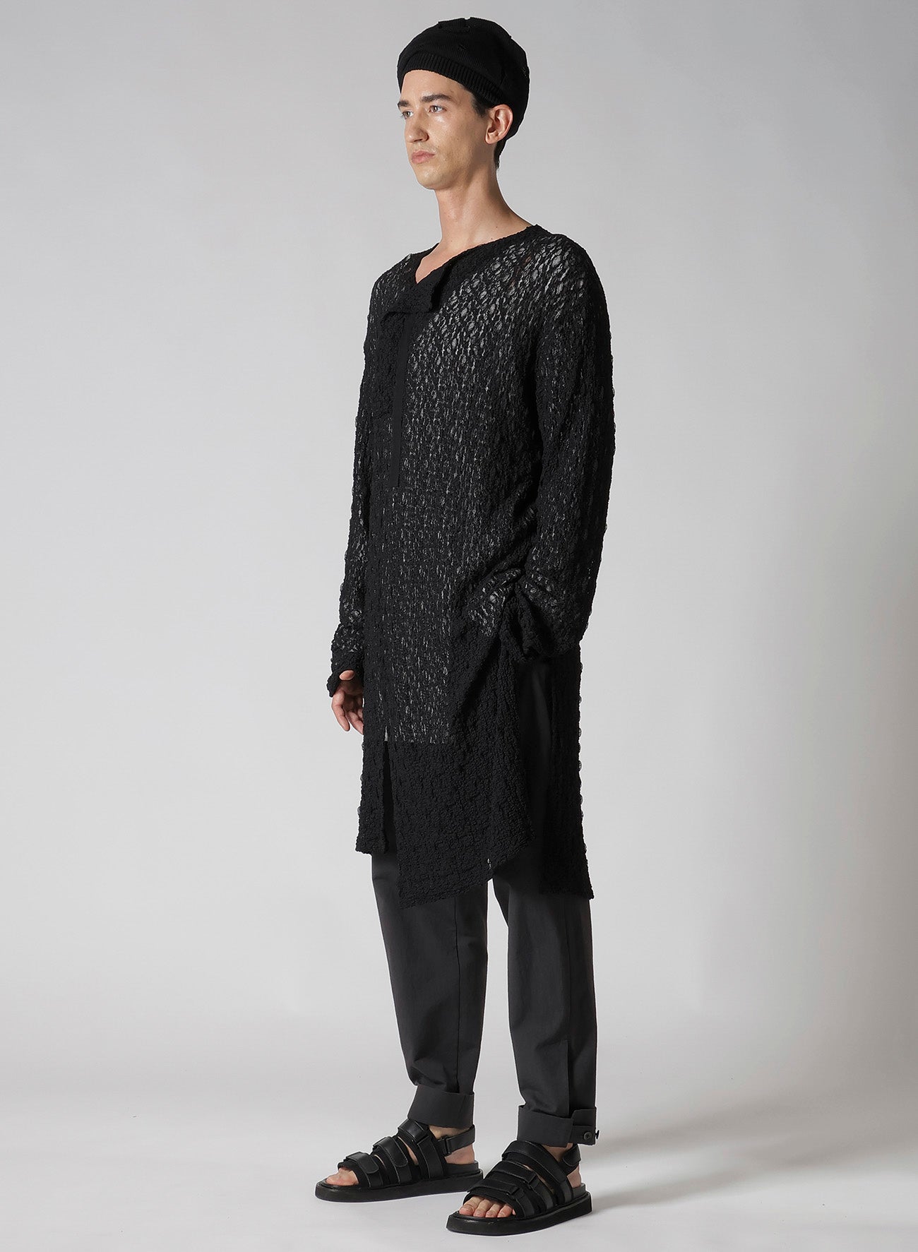 WRINKLE FLOWER SHIRRING UNBALANCE LS T