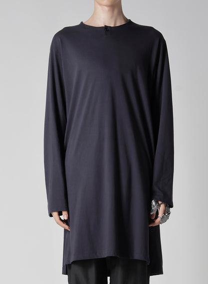 COMBED SINGLE JERSEY SINGLE BUTTON HENRY NECK LS T