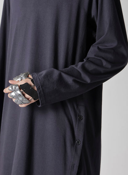 COMBED SINGLE JERSEY SINGLE BUTTON HENRY NECK LS T