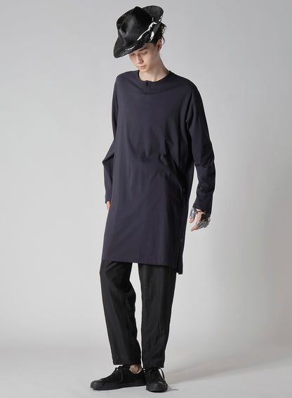COMBED SINGLE JERSEY SINGLE BUTTON HENRY NECK LS T